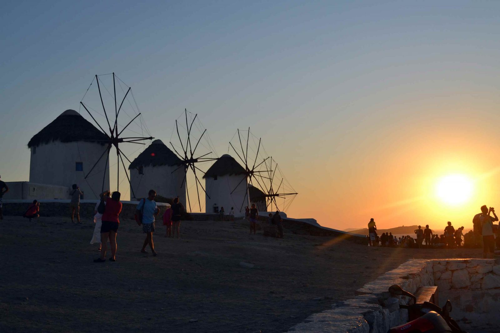 pôr do sol moinhos de vento mykonos