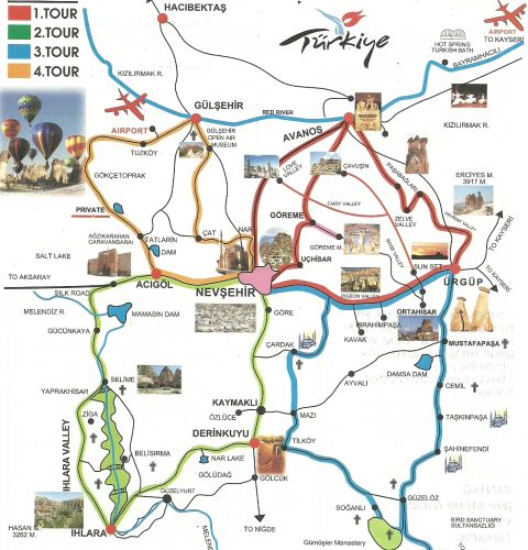 mapa pontos turísticos capadocia