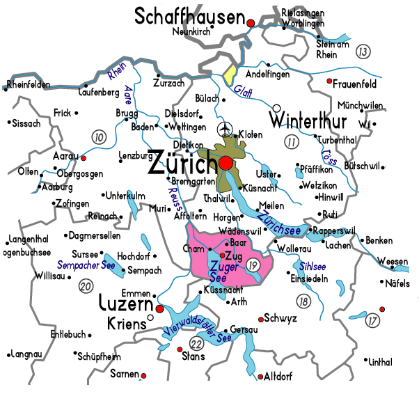 mapa zug suiça