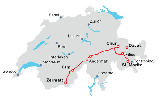 mapa glacier express