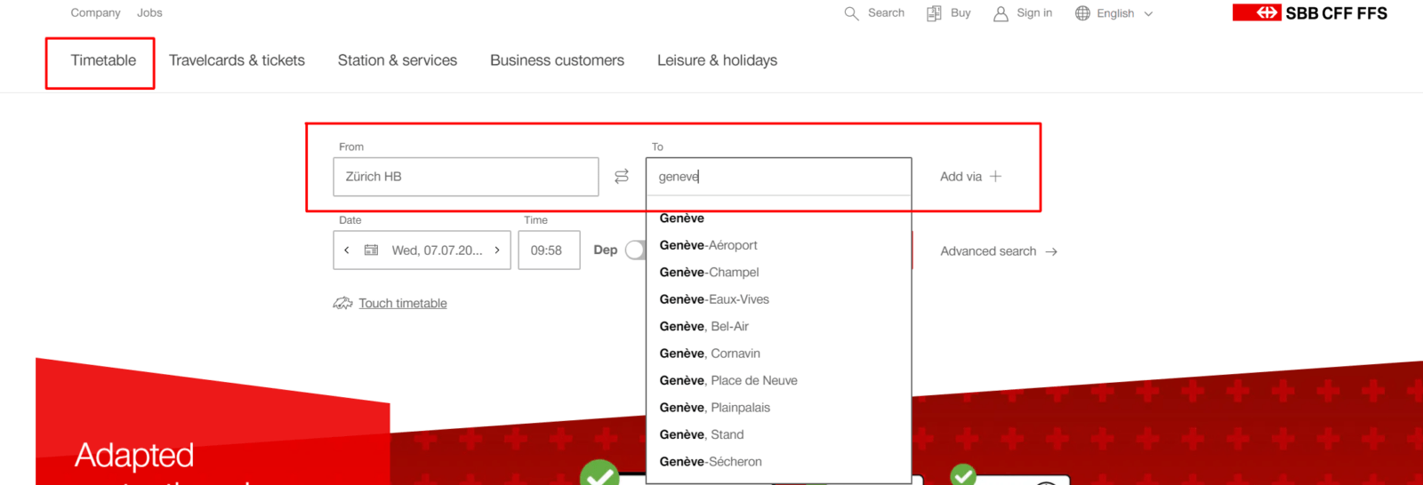 como usar o site de transporte publico da suica