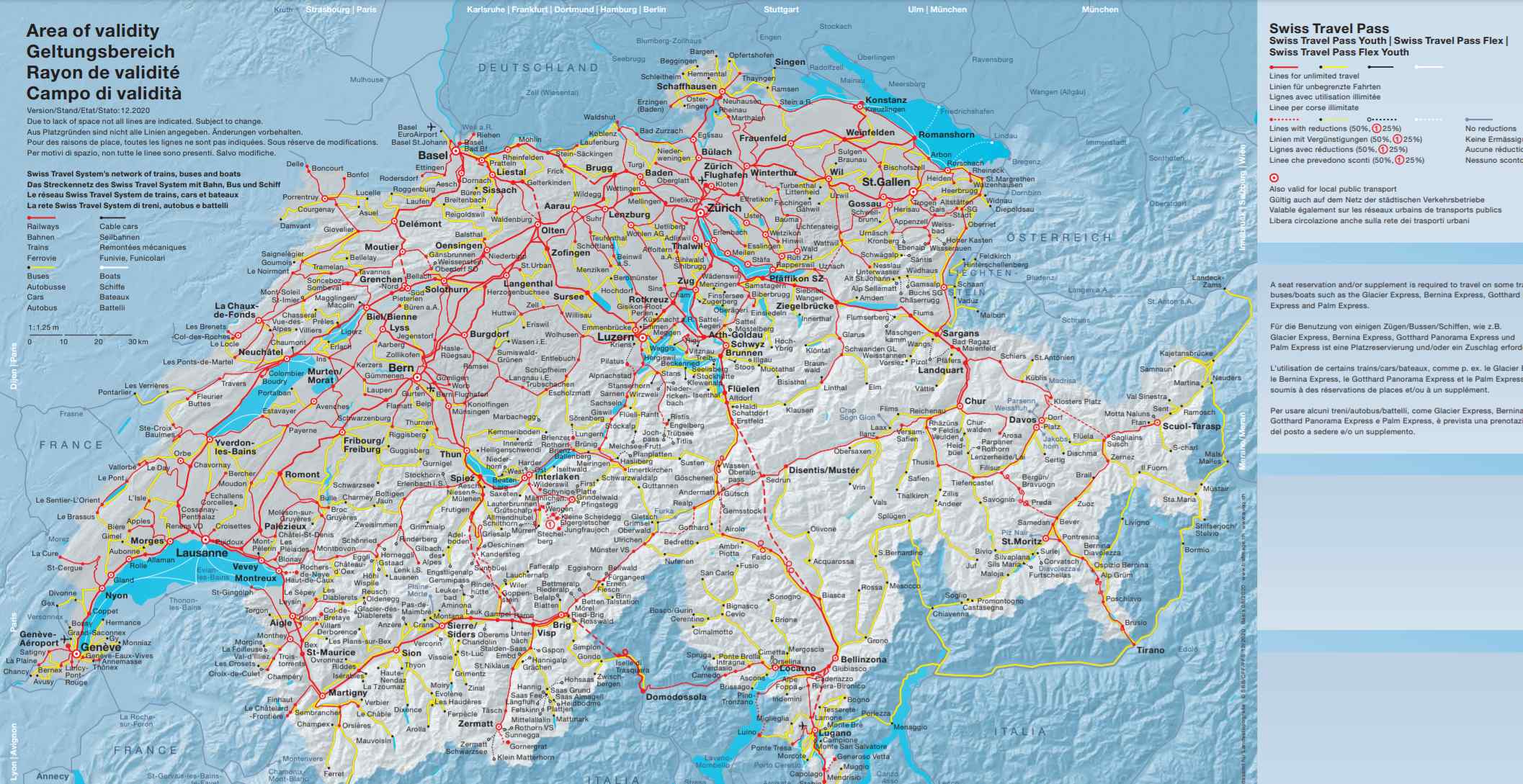 mapa area de validade swiss travel pass