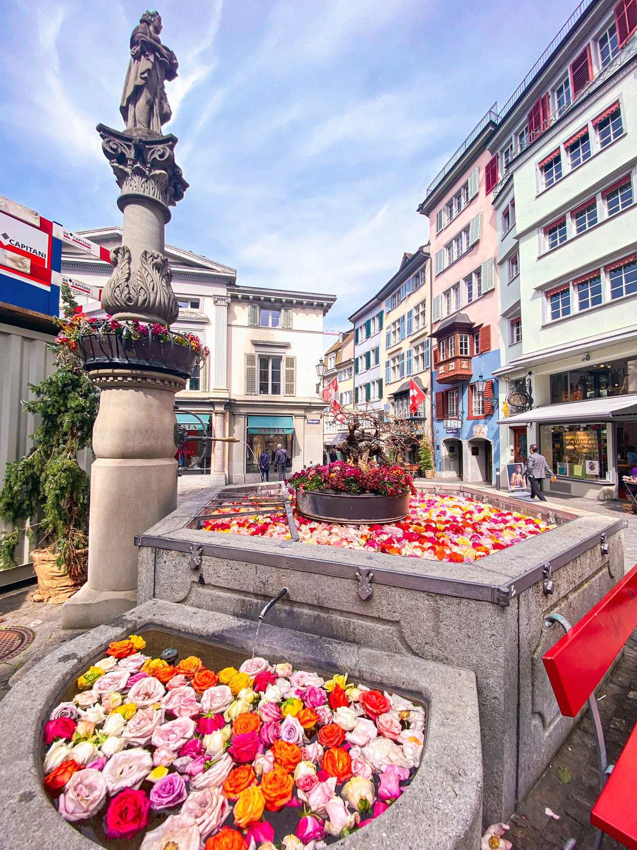 fontes enfeitadas com rosas zurique